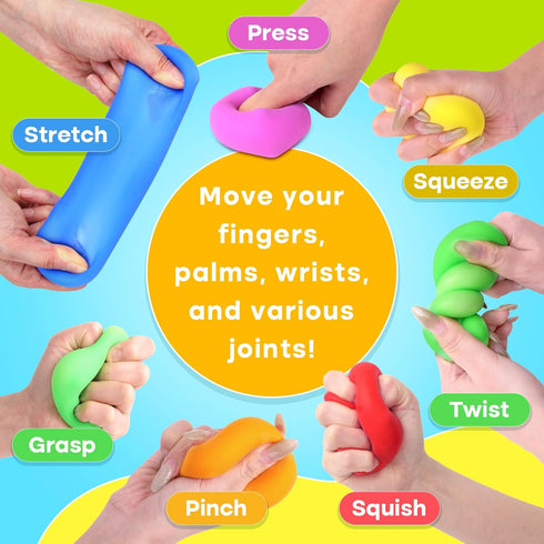 24 Pack Mini Slow Rise Stress Cube: Pull Stretch Fidget Toys for Stress Relief, Dough Squishy Toys Bulk for Kids