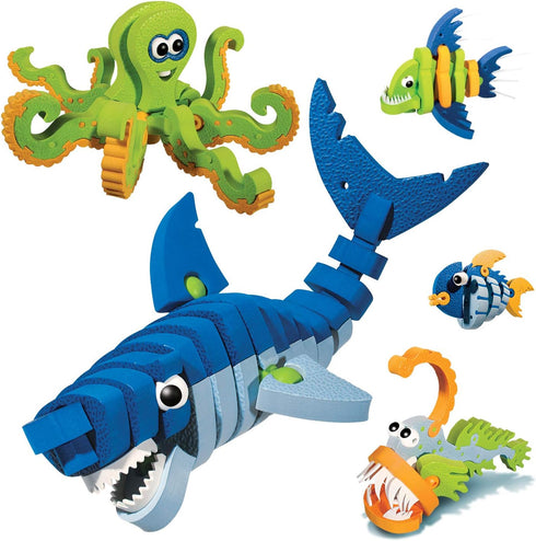 Bloco Toys 235 Pieces - Marines Creatures STEM Toy, DIY Educational Building Construction Set