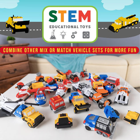 1-3, Set 3 Popular Playthings Magnetic Vehicles for Toddlers Mix or Match Car Toys, of Gift for Kids - Construction