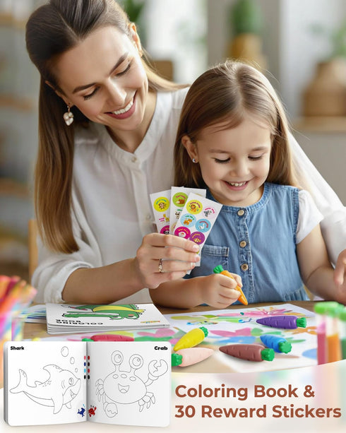12 1-3 30-Page 120 JUPITEARTH Carrot Crayons for Kids Colors, Non Toxic Beeswax Crayons for Toddlers with Coloring Book
