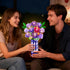 Set 17 CUBIMANA Purple Roses Flowers Building with Vase & LED Light, Mini Flowers Bouquet Building Blocks Toy