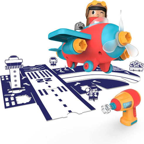 Educational Insights Design & Drill Bolt Buddies Plane Take Apart Toy with Electric Drill - STEM Gift for Ages 3+