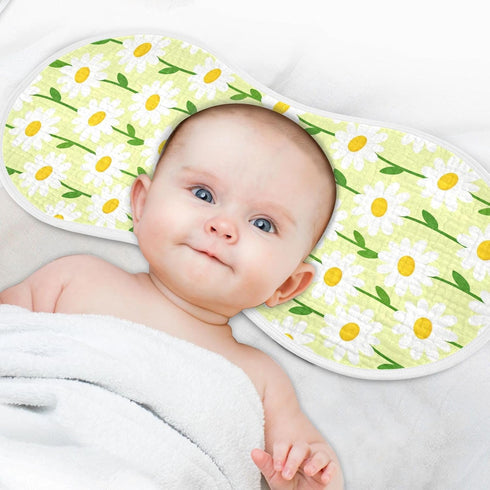 decor gift 4 Pack 22x11in Cotton Burp Cloths Large Soft Touch Spring White Daisy Green Pattern Feed Cloth for Unisex