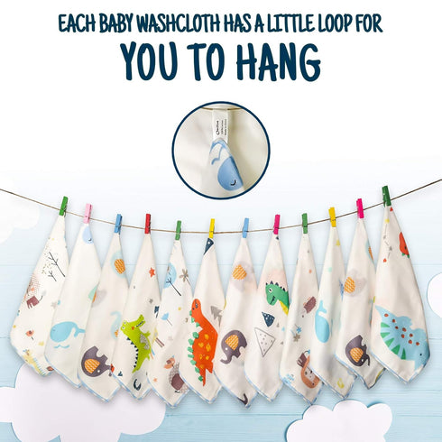 Set(12-Pack), Shower,9x9 Inches, Omilion Muslin Baby Washcloths Natural Cotton Infant Bath Towel, Soft Toddler Face