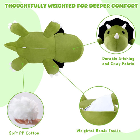 TOYSYM Weighted Stuffed Animals Triceratops, Dinosaur Plush with Weighted Beads, Cute Triceratops Dinosaur Stuffed