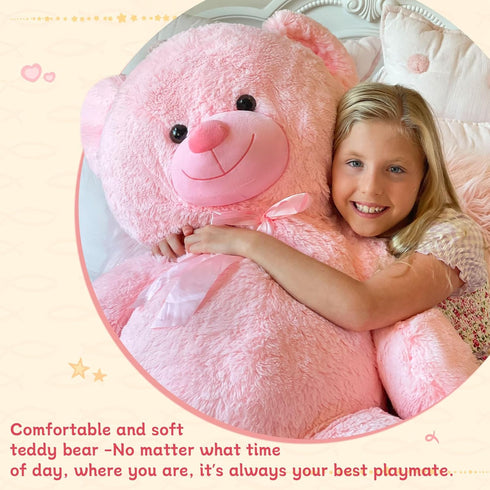 36 inch 3ft MorisMos Big Teddy Bear Stuffed Animal, Large Bear Plush, Big Stuffed Bear with Footprints Gifts for Kids