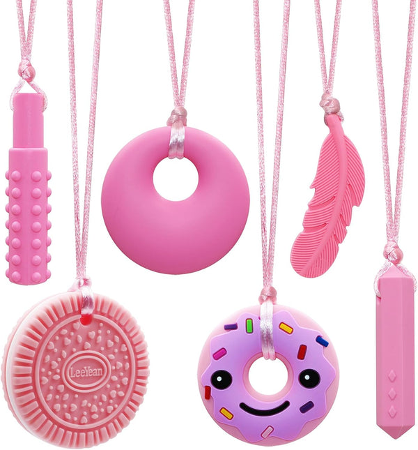 Chew Necklaces for Sensory Kids, Silicone Chewy Necklace for Children with Autism,