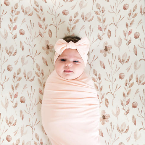 GRSSDER Stretch Ultra Soft Jersey Knit Fitted Crib Sheets Set, 2 Pack, Blush Pink Floral and Cute Animals
