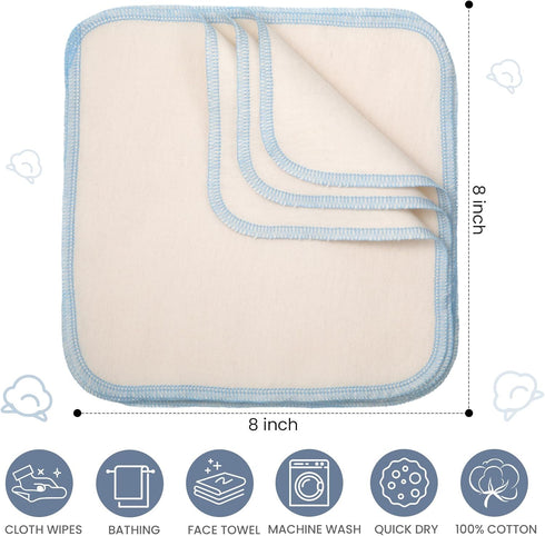 48 8 8 8 Inches Mixweer Pcs Flannel Cloth Baby Wipes Reusable Baby Diapers Wipes Washable Natural Unbleached Face Wipes