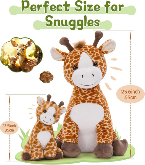 Animal,25.6in Tezituor Giraffe Stuffed Large Giraffe Plush Toy with Baby, Cute Plushies,Giraffe Plush Pillow