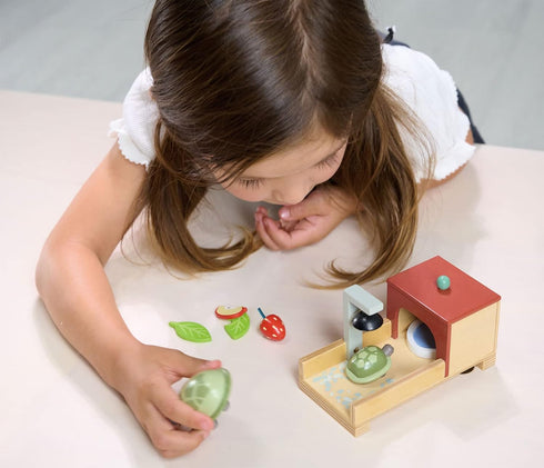 Set 10 Set Mummy Set 3+ Tender Leaf Toys - Tortoise Pet - Piece Wooden Animal Play with and Baby Tortoise, House