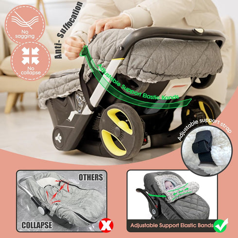 Cozy ACRABROS Car Seat Cover Baby: Winter Infant Carseat Canopy for Boy Girl Newborn, Zipper Peeping Window, Warm Cold
