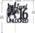 Level 16 Unlocked Game Birthday Cake Topper for Boy's 16th Birthday, Sweet 16 Video Game Theme Cake Decoration Supplies
