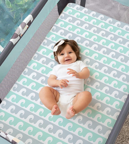 100% Pack 2 Organic Cotton Fitted Sheets Fit and are Compatible with Graco n Play, Babyletto, Pamo Babe, Hiccapop