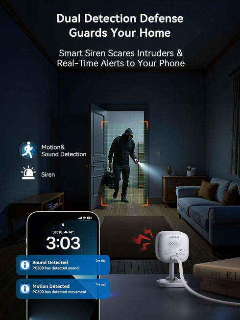 Outinput 2K 2-Way 2-Pack Indoor Security Camera, WiFi Home Camera for Baby Monitor/Pet/Dog, Motion Detect, Night