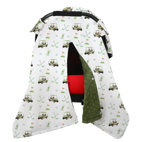 Honeydak Golf Baby Car Seat Cover Minky Infant Golf Nursing Decor Canopy