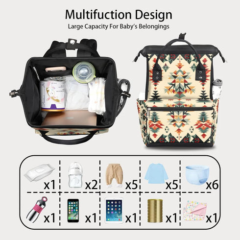 Hsnar Backpack Boho Christmas Waterproof Diaper Bag Large Capacity Baby Bag with Stroller Straps, Multi-Pocket Diaper