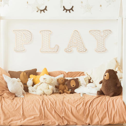 Generic 12 Play Sign - In Wooden Rattan Letters Playroom Sign, Playroom Wall Decor for Toddler Girls Boys, Play Room