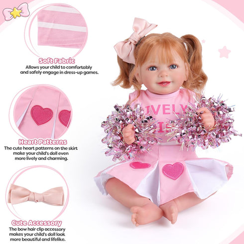 BABESIDE 4 Pcs Reborn Baby Doll Clothes Set for 17-22 Inch Dolls with Heart Pattern Accessories