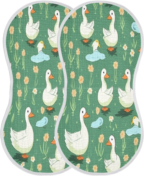 Bulletgxll Set 4, Cartoon Ducks Unisex Baby Burp Cloths of Soft Absorbent Organic Cotton Muslin Burping Cloths
