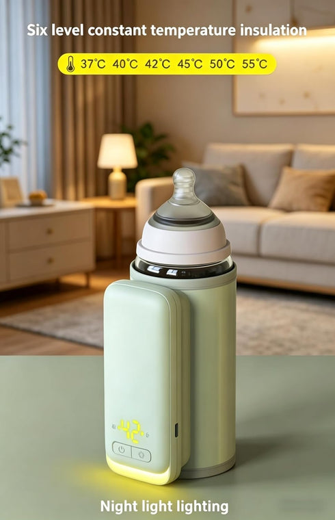 Eggeil 6-Level Bottle Warmer on the go for Travel.Portable Baby Bottle Warmer with Temperature Display and Night Light