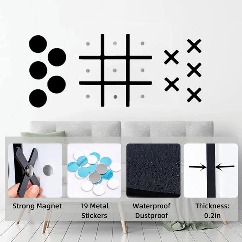 Magnetic Tic Tac Toe Wall-Mount Game, Modern Game Room Decor for Kids & Adults, Best Gift