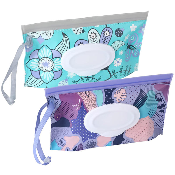 FEBSNOW 2 Pack Baby Wipe Dispenser, Reusable Portable Holder for Travel Baby Wipes