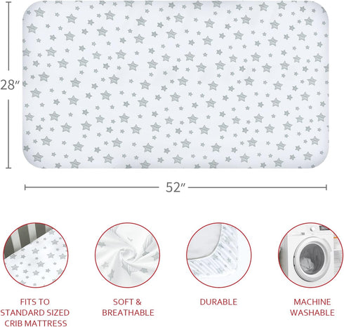 4 Pack, Set, Crib Sheets for Girls Fitted Crib Sheets for Standard Size Crib and Toddler Mattresses, Soft