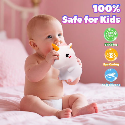 Dimmable 7 Night Light for Kids, Rechargeable Silicone LED Nightlight with Colors, Baby Nursery Night Lamp, Touch