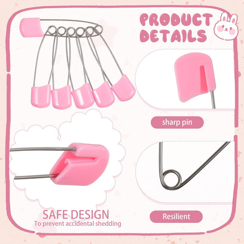 WILLBOND 150 2.2 Inch Pcs Diaper Pins Safety Plastic Head Cloth Diaper Nappy Pins with Locking Closures Stainless Steel