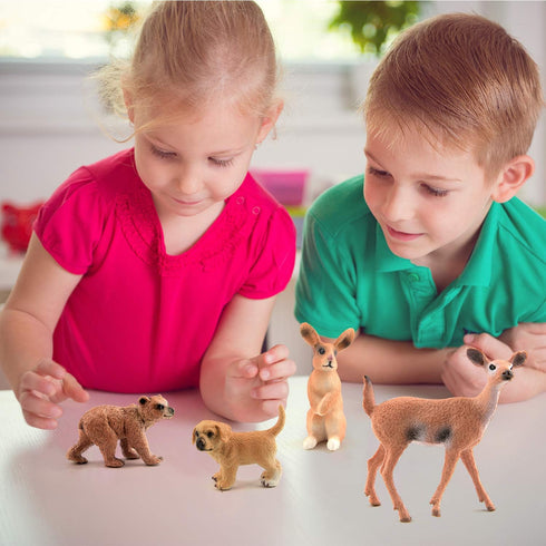 TUPARKA 9Pcs Miniature Forest Animals Set, Woodland Animals Figurines - Deer, Dog, Rabbit, Bear Figures for Cake Toppers