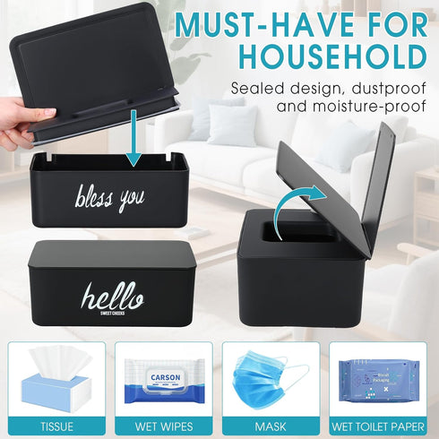 Hushee 2 Pack Wipe Dispenser Wipes Holder for Baby Adult Decorative Wipe Containers for Bathroom Home Office