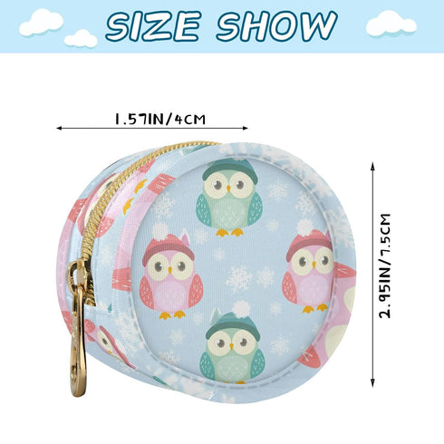 Owl Round Pacifier Storage Case with Zipper, Portable Pacifier Case for Travel, Diaper Bag & Purse, Pacifier Container