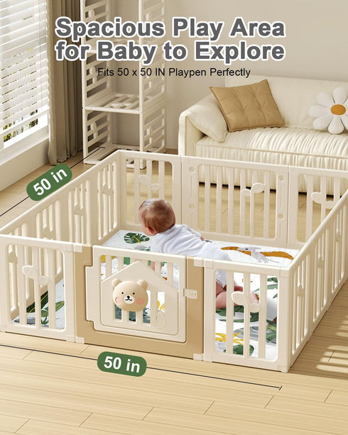 50x50 TINYHARBO Premium Foam Baby Play Mat Removable & Machine Washable Cover, Extra Thick Padding Playpen Mat