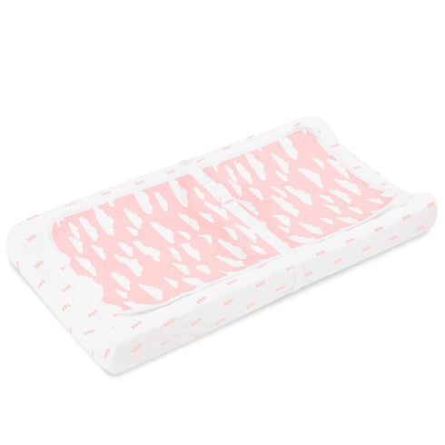 BaeBae Goods 4 Pack Premium Baby Changing Pad Covers Girl Pure Cotton Machine Washable Pink and White Changing Table