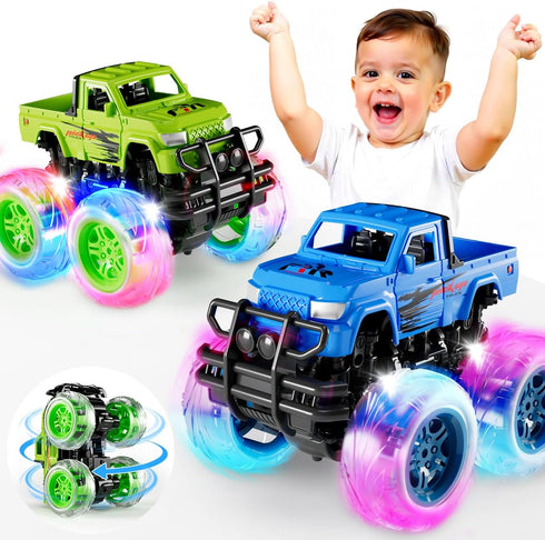 iValea Monster Trucks Toys for Toddlers Boys: Light-up Wheels for Kids Age