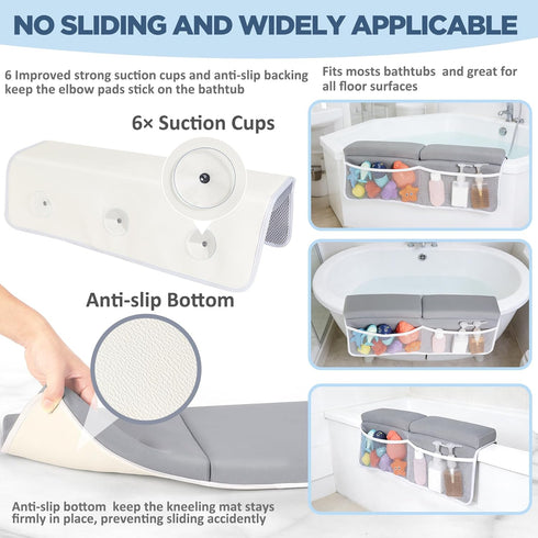 Elbow Set 1.5'' beiens Bath Kneeler and Rest Pad - Comfortable Baby Bath Kneeler Pads, Thick Quick Dry Kneeling Pad