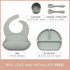 Baby Silicone Feeding Set - (5 Pack) Baby Bib, Suction Divided Plate, Self Feeding Spoon & Fork - Food Grade Soft Silicone, Toddler Weaning Utensils Plates, Infant Feeding Utensils Set for 6+ Months