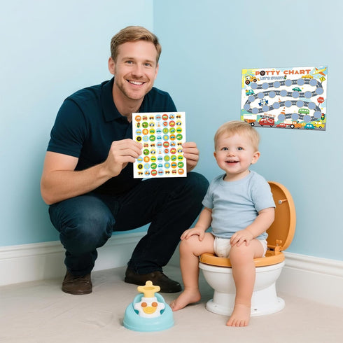 Fortunalux 18 5 Potty Training Chart for Toddlers Boys with Fun Reward Stickers - PCS Potty Training Sticker Chart