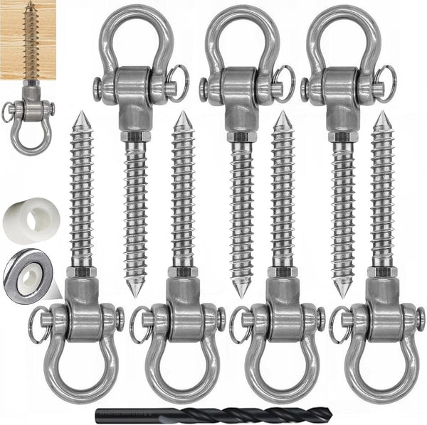 Heavy Duty 6 Bearing Swing Hangers, Permanent Anti Rust 180° Swing, 1500 lb Capacity Sandbag Yoga Swing Hammock Chair