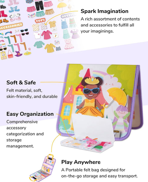 Set,Pretend 3+ CHEFAN Felt Dress-Up Dolls Play Dress Up Game with Felt Board, Outfit and Accessory Pieces,Perfect