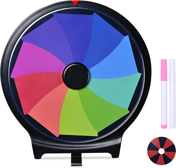 WinSpin 10" Double Sided Prize Wheel - Desktop Stand, Dry Erase, 10 Slots for Pub, Party, Home Game
