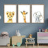 flowtorely 11x16 Inch Set 3 Baby Safari Nursery Wall Art Decor of Wood Framed Cute Animal Giraffe Elephant Lion Prints