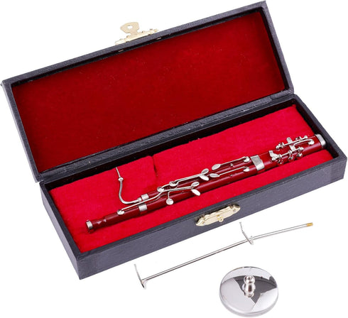 Dselvgvu (6.12") Miniature Bassoon with Stand and Case Mini Musical Instrument Bassoon Replica Collectible Figurines