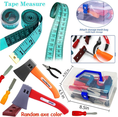 21 Pieces Kids Toy Tool Set with Power Play Tools, Educational Pretend Role Play Set & Handy Storage Box