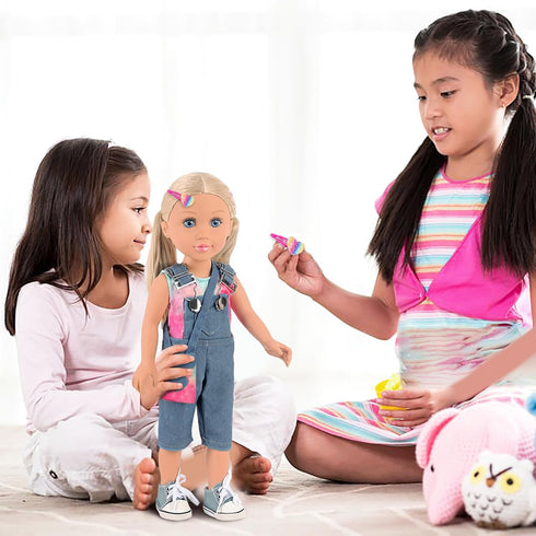 Ecore Fun 18 Inch Girl Doll Playset, 8 Pcs with Clothes and Accessories, Includes Doll and Hairpin