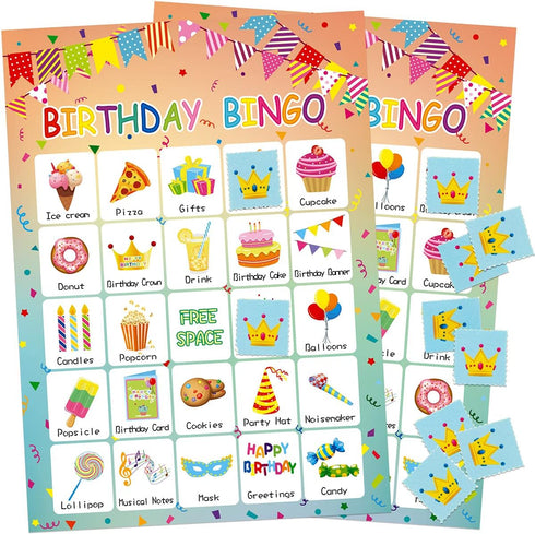 Fancy Land Birthday Bingo Game for Kids, 24 Players, Birthday Party Supplies