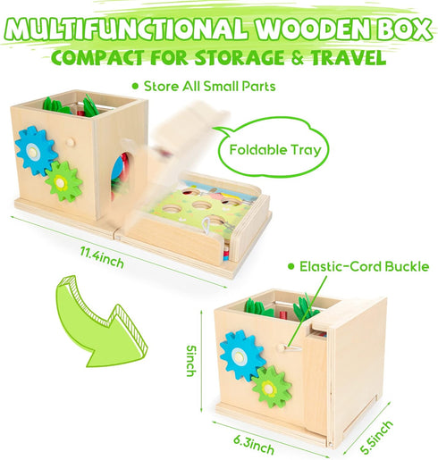 Montessori Toys 8-in-1 Wooden Play Kit for 1+ Year Old, Learning Activity Cube, Sorting & Stacking Toy, Gift for Boys