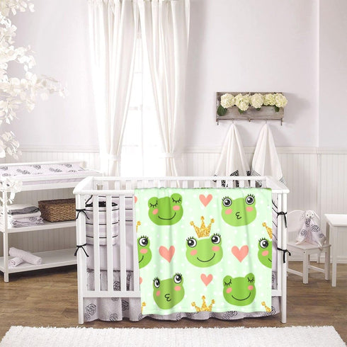 Cute Frogs Prince Baby Blankets - Soft Warm Fuzzy Plush Bed Throw for Newborn Infant Toddler Girls Boys Kids, 30"x40"
