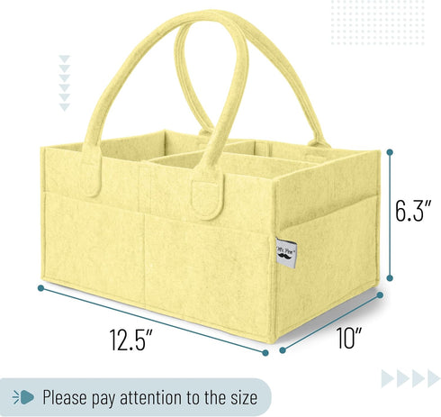 Lemon Glow Baby Diaper Caddy - Stylish Nursery Organizer for Diapers & Wipes